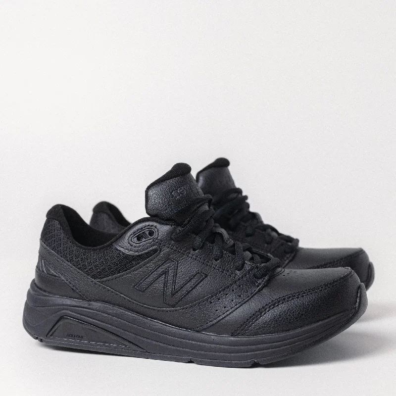 Athletic shoes with firm vibes-928 V3 STABLE WALK - BLACK - LEATHER