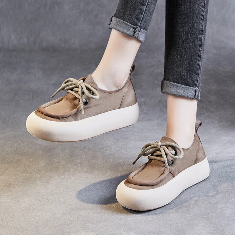 Casual shoes for daily outings -Women Minimalist Leather Flat Casual Shoes